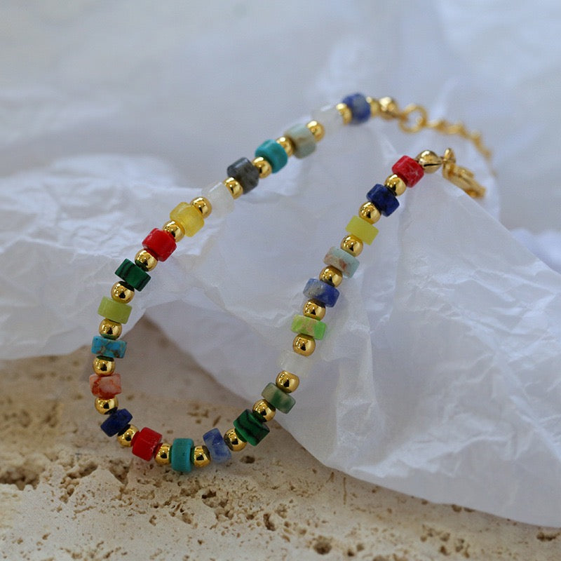 Multi-Gems Colorful Necklace and Bracelet ( Purchase Individually)