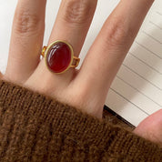 Red Onyx Ring Gold Vermeil