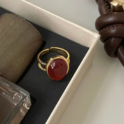 Red Onyx Ring Gold Vermeil