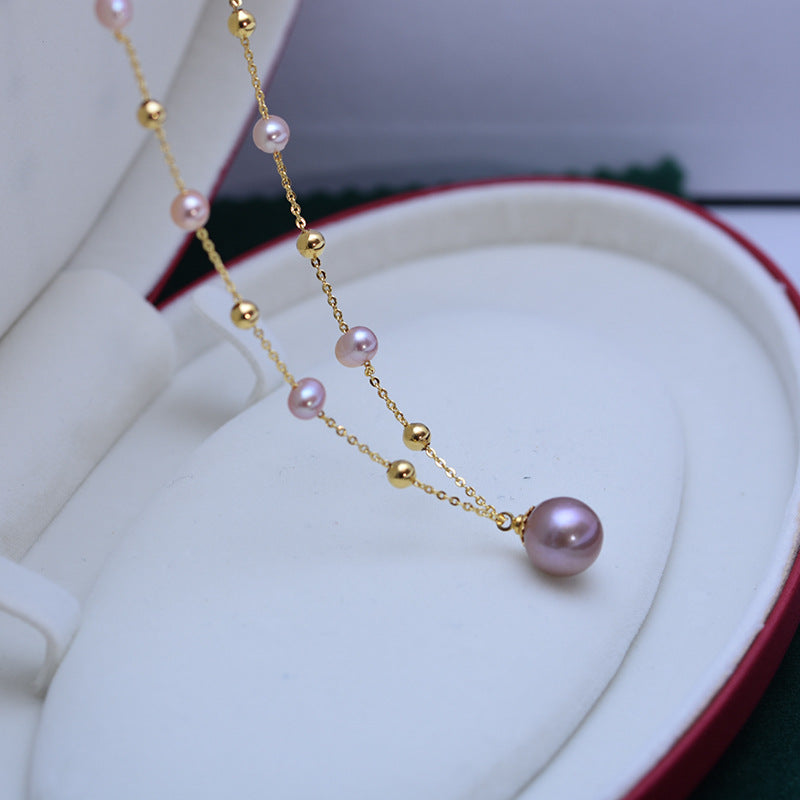 Pearl Teardrop Pendant Beaded Necklace