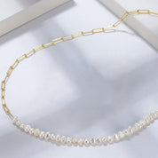 Paperclip Chain Pearl Necklace