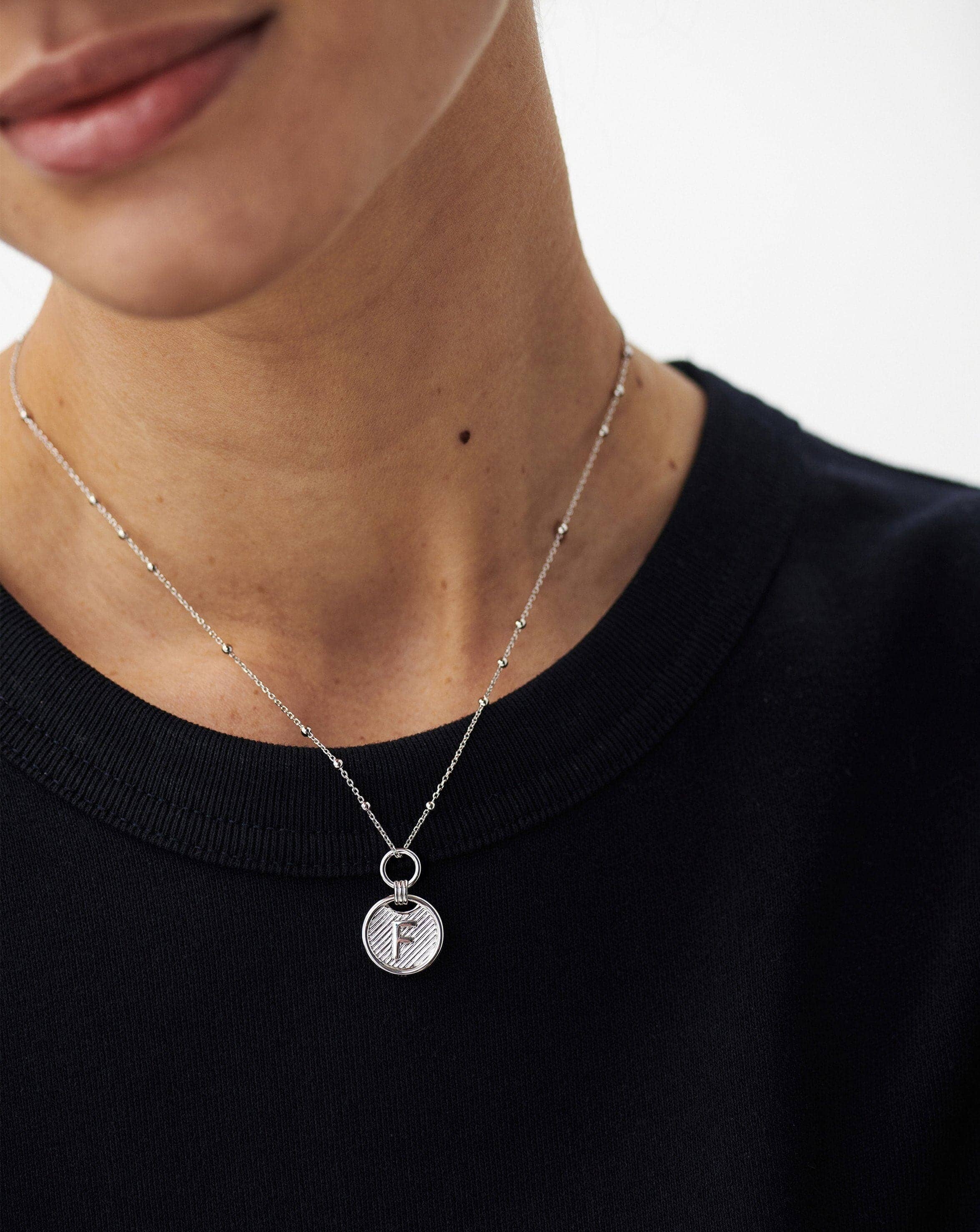 Initial Pendant Necklace - Initial T | Sterling Silver