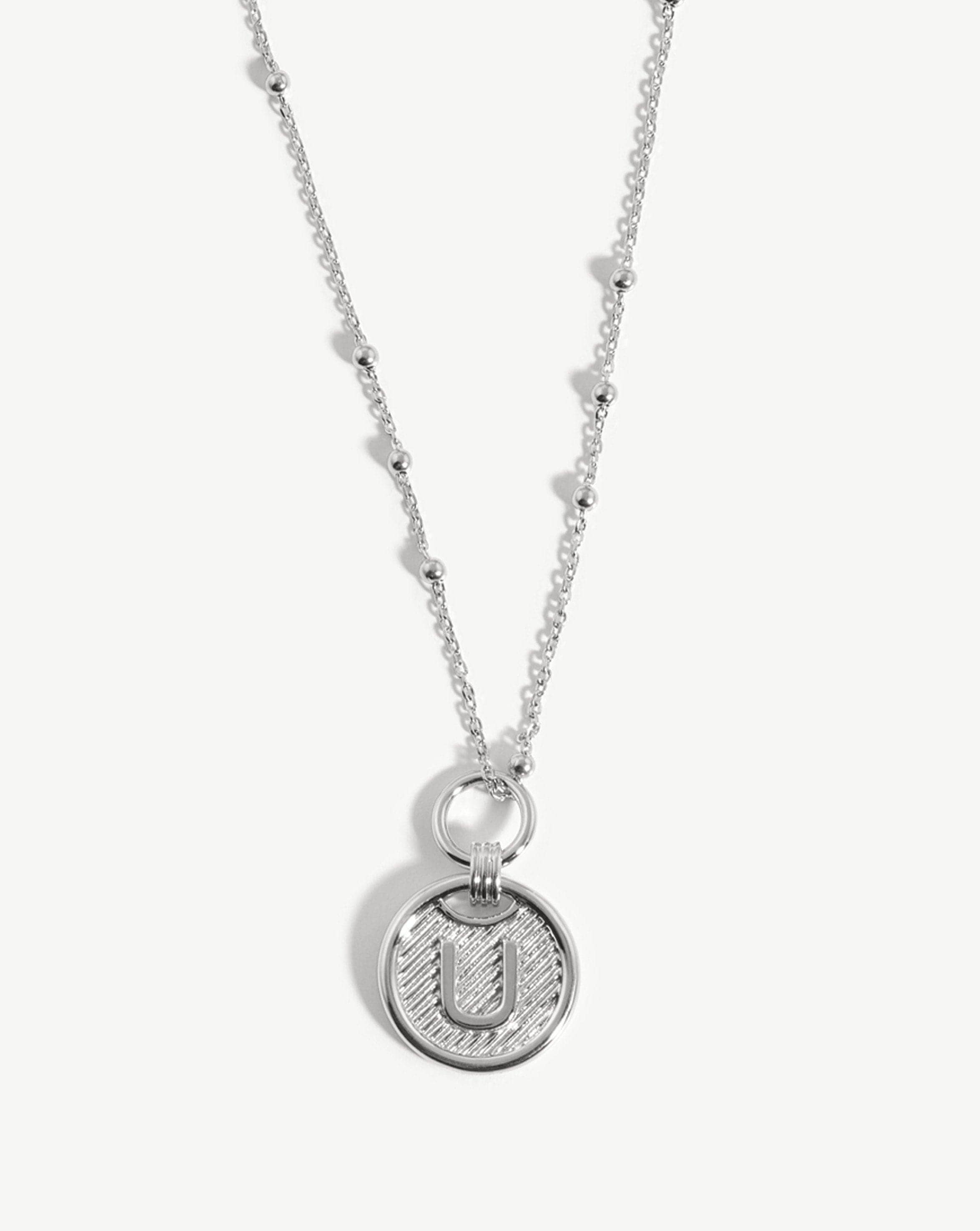 Initial Pendant Necklace - Initial U | Sterling Silver