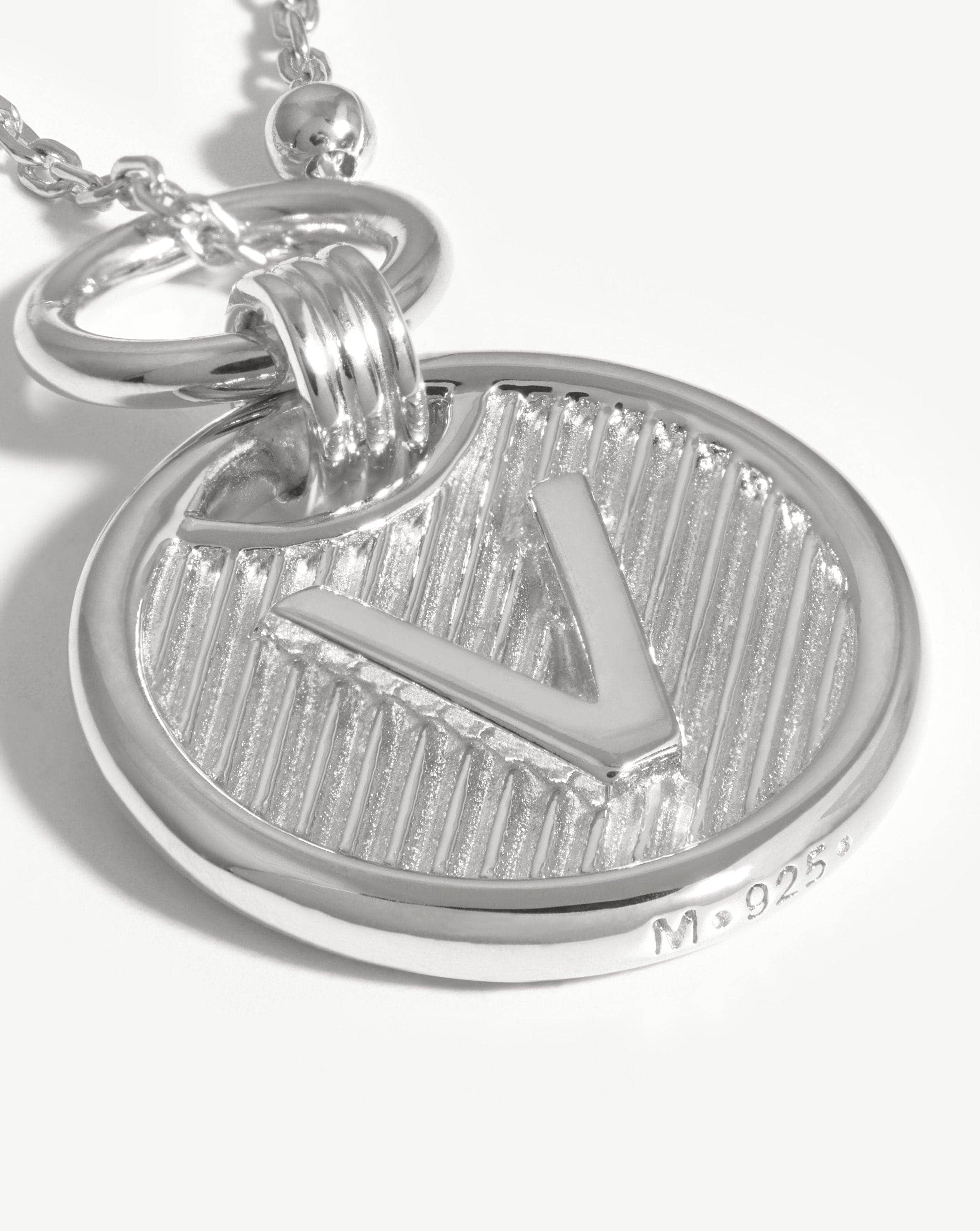 Initial Pendant Necklace - Initial V | Sterling Silver