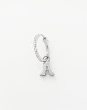 Initial Single Charm Hoop Earring  - Initial A | Sterling Silver