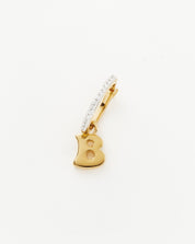 Initial Single Charm Hoop Earring - Initial B | 18k Gold Vermeil