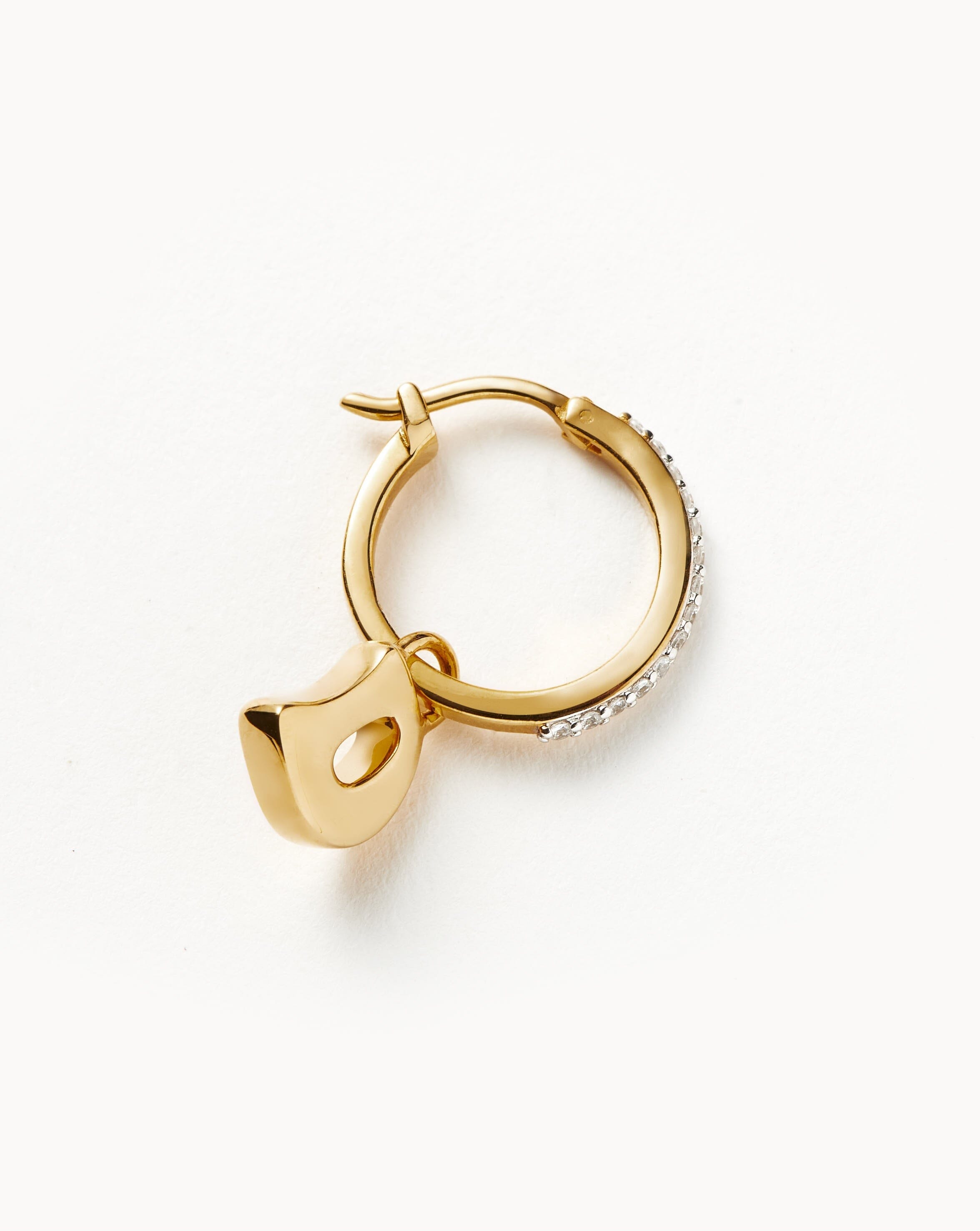 Initial Single Charm Hoop Earring - Initial D | 18k Gold Vermeil