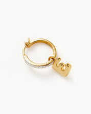 Initial Single Charm Hoop Earring - Initial E | 18k Gold Vermeil