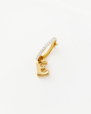 Initial Single Charm Hoop Earring - Initial E | 18k Gold Vermeil