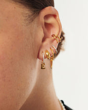 Initial Single Charm Hoop Earring - Initial E | 18k Gold Vermeil