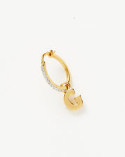 Initial Single Charm Hoop Earring - Initial G | 18k Gold Vermeil