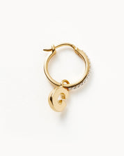 Initial Single Charm Hoop Earring - Initial G | 18k Gold Vermeil