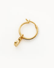 Initial Single Charm Hoop Earring - Initial J | 18k Gold Vermeil