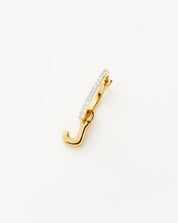 Initial Single Charm Hoop Earring - Initial J | 18k Gold Vermeil