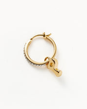 Initial Single Charm Hoop Earring - Initial P | 18k Gold Vermeil