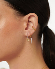 Initial Single Charm Hoop Earring - Initial R | 18k Gold Vermeil