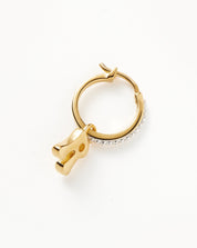 Initial Single Charm Hoop Earring - Initial R | 18k Gold Vermeil