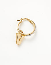 Initial Single Charm Hoop Earring - Initial V | 18k Gold Vermeil