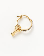 Initial Single Charm Hoop Earring - Initial Y | 18k Gold Vermeil