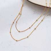 Bubble Beaded Layered Gold Necklace