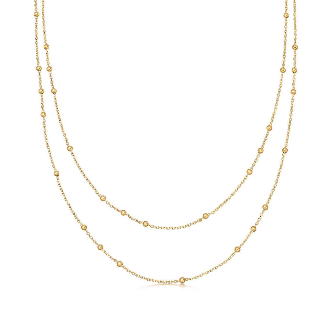 Bubble Beaded Layered Gold Necklace