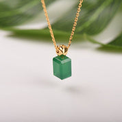 Green Agate Necklace Gold Vermeil