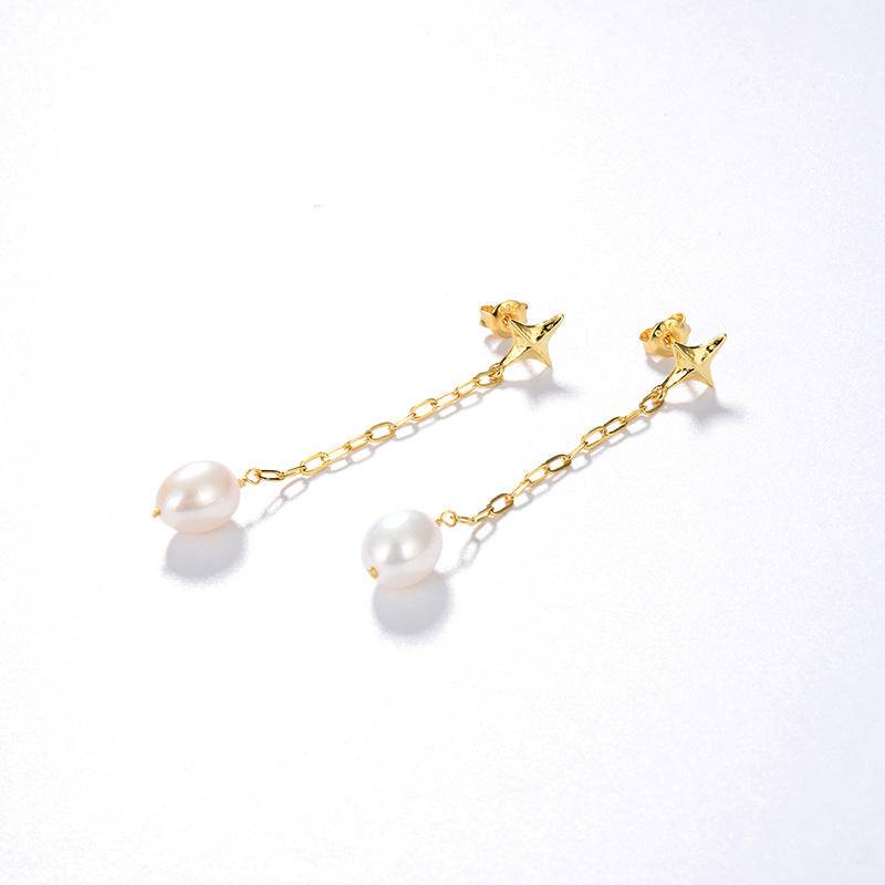 Long Drop Pearl Earrings