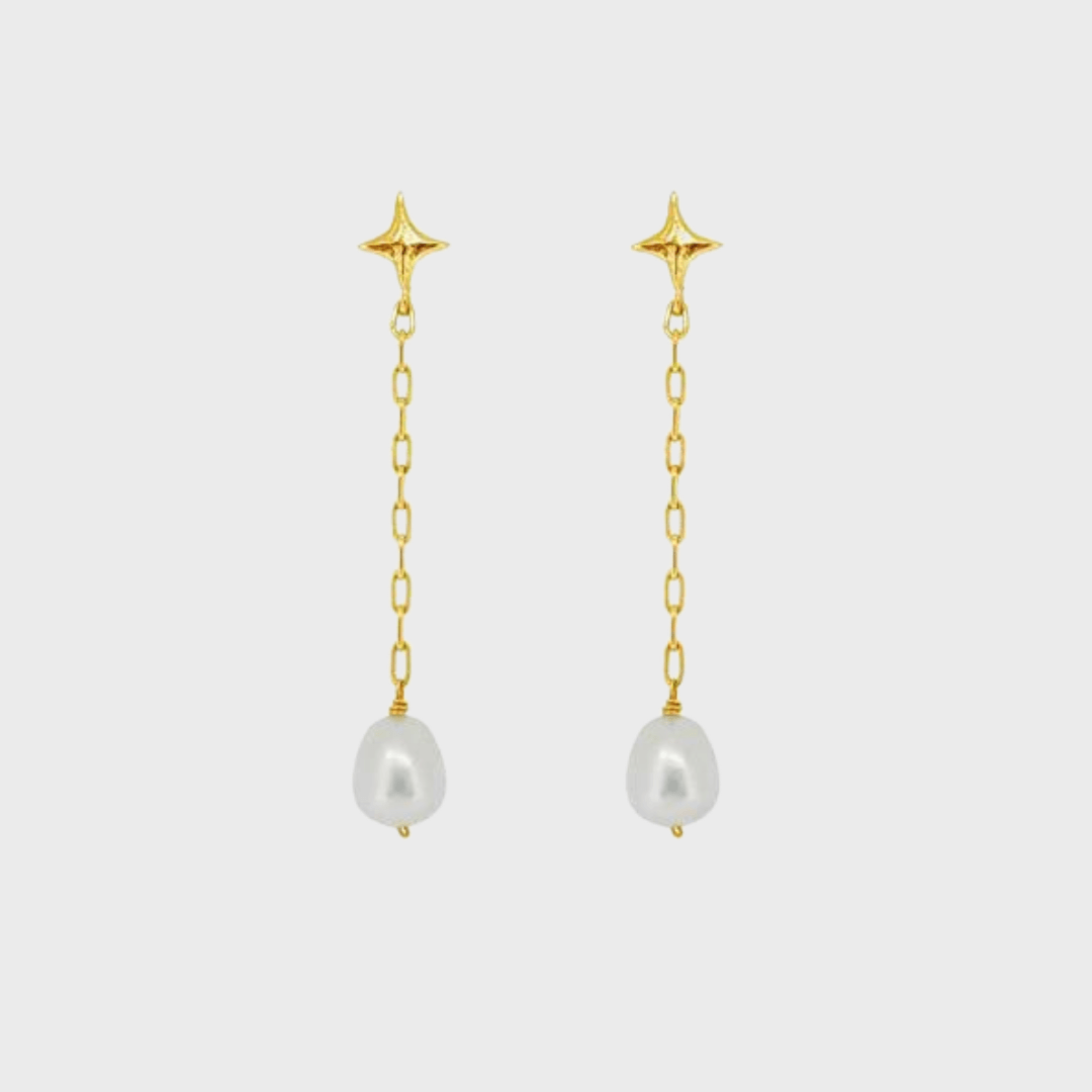 Long Drop Pearl Earrings