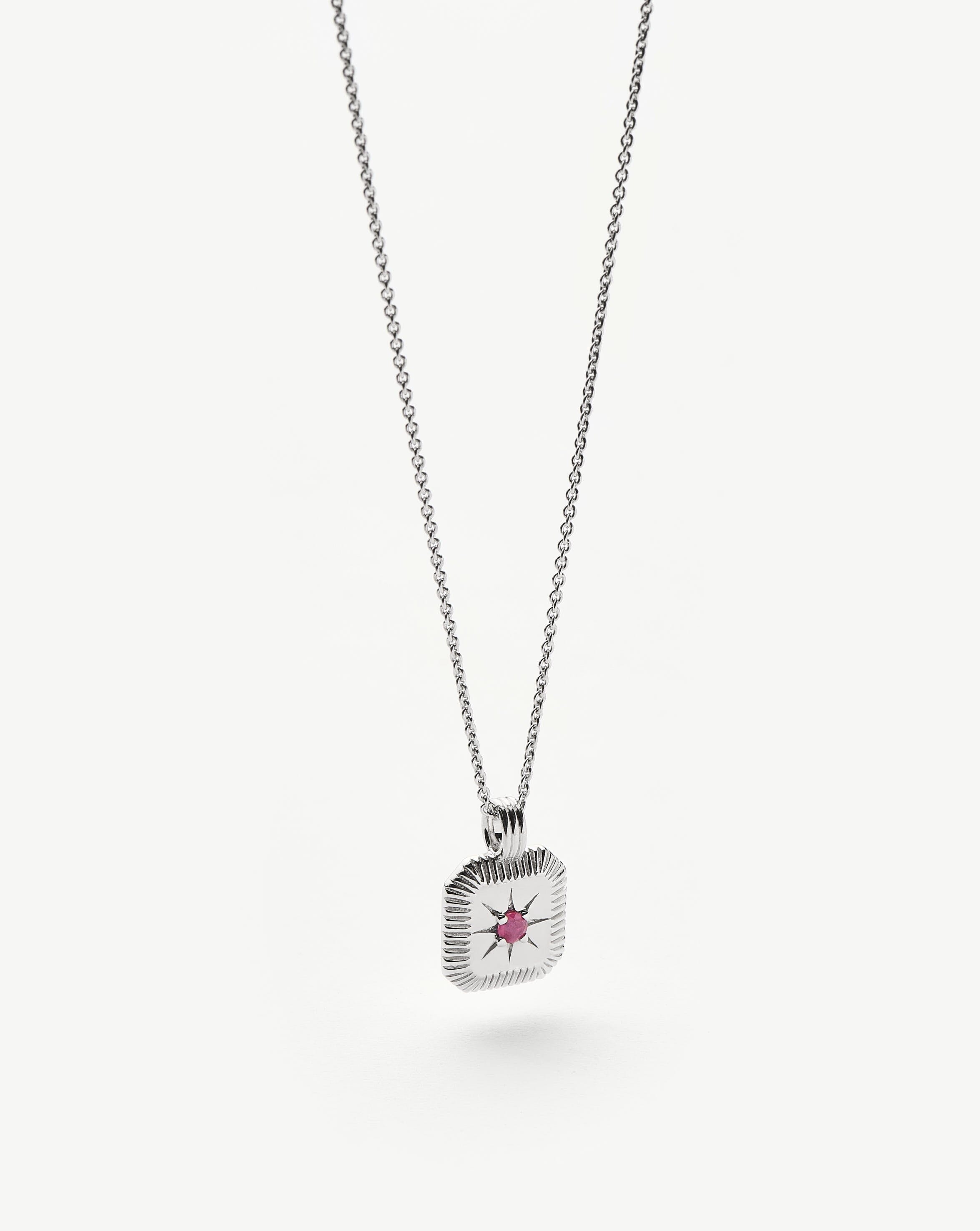 July Birthstone Pendant Necklace | Ruby/July