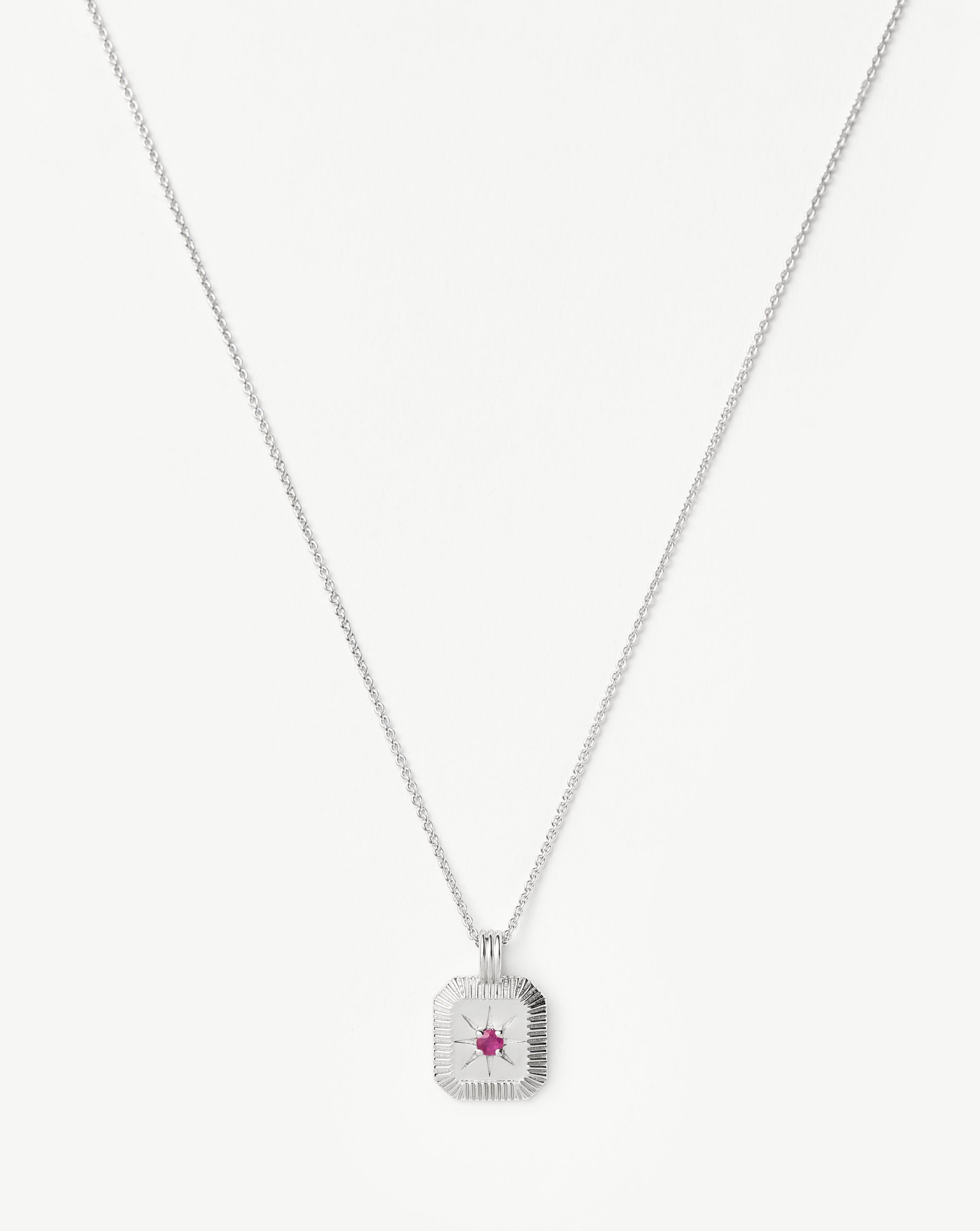 July Birthstone Pendant Necklace | Ruby/July