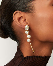 Keshi Pearl Sculptural Drop Earrings | 18k Gold Plated/Pearl