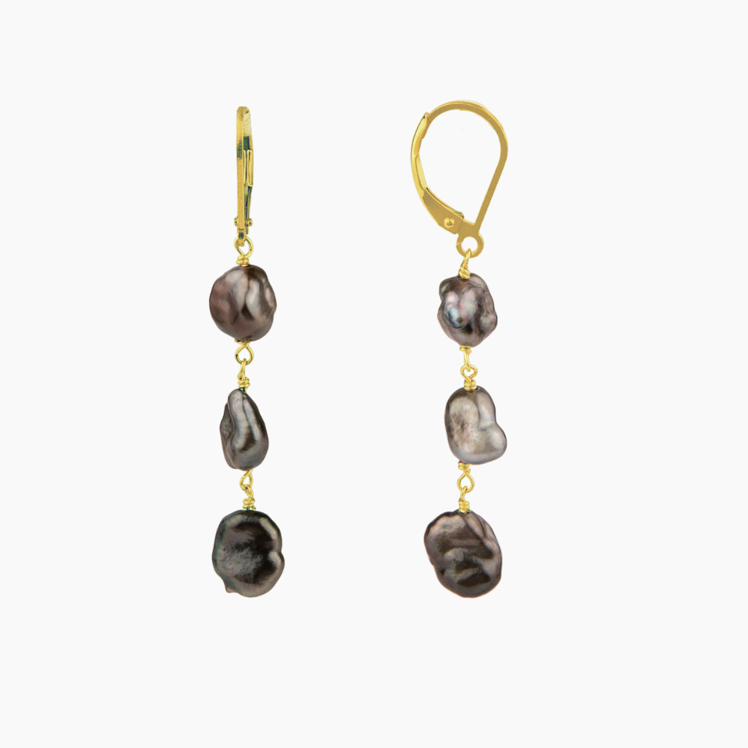 Trio Tahitian Keshi Pearl Drop Earring