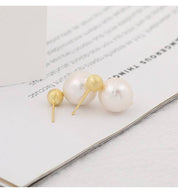 Gold Bean Baroque Pearl Earrings