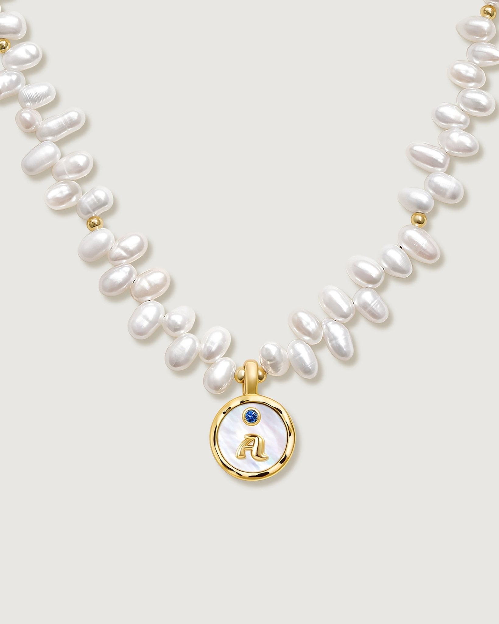 Letter Pendant Pearl Necklace