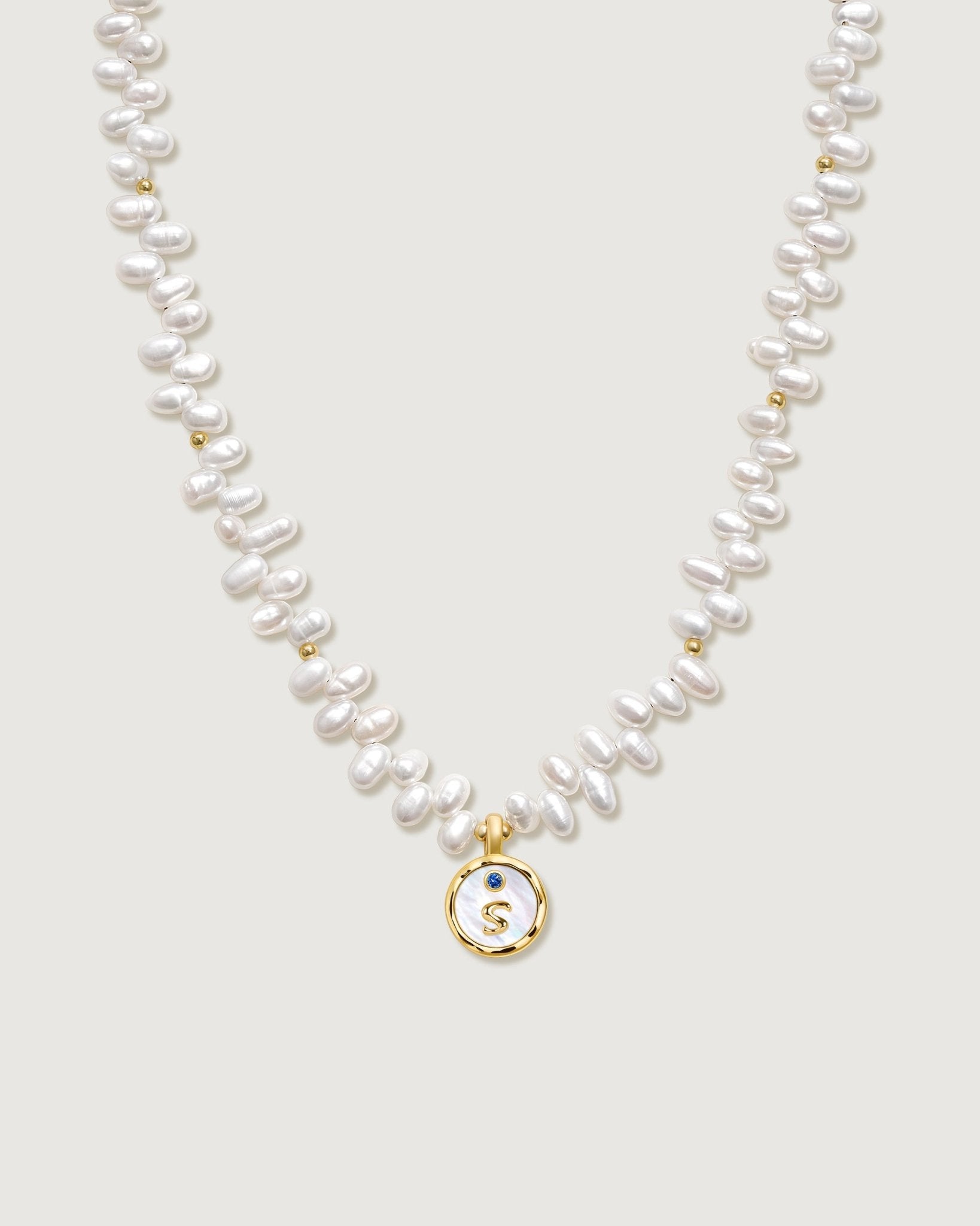 Letter Pendant Pearl Necklace