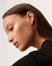 Magma Gemstone Medium Hoop Earrings | 18k Recycled Gold Plated on Brass