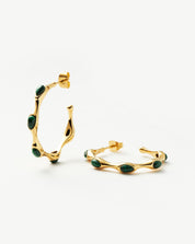 Magma Gemstone Medium Hoop Earrings | 18k Recycled Gold Plated on Brass