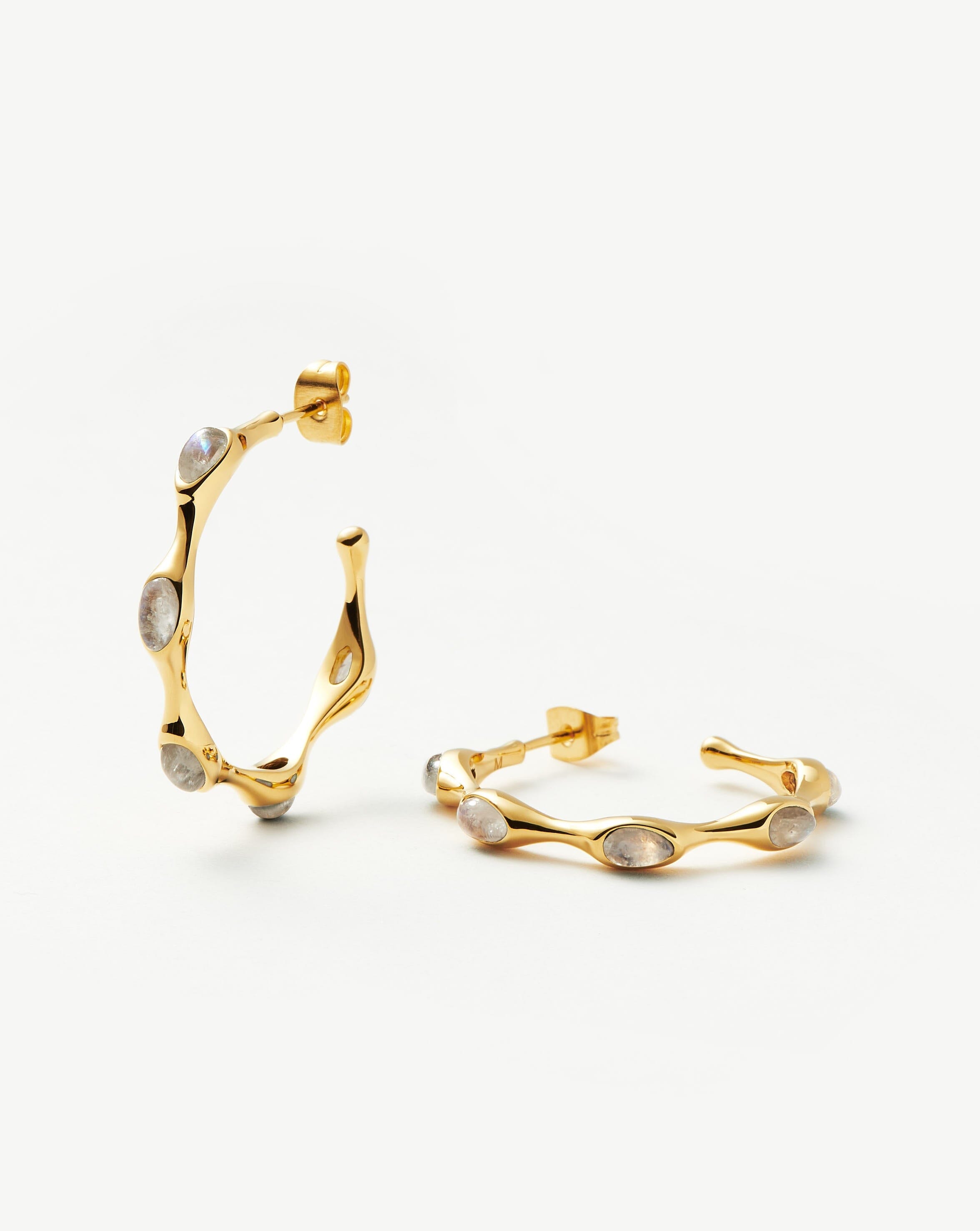 Magma Gemstone Medium Hoop Earrings | 18k Recycled Gold Plated on Recycled Sterling Silver