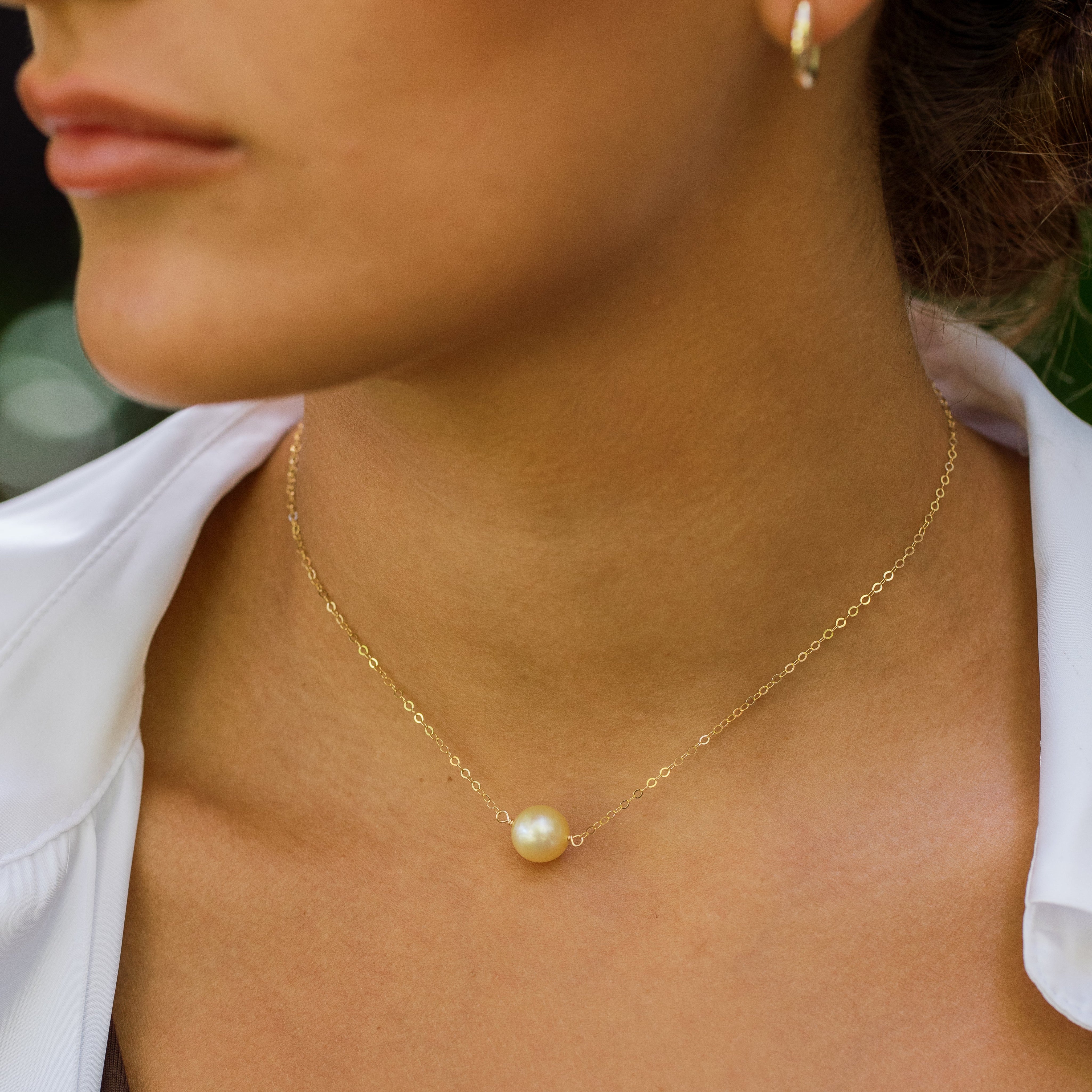 Mama Golden Pearl Bar Necklace