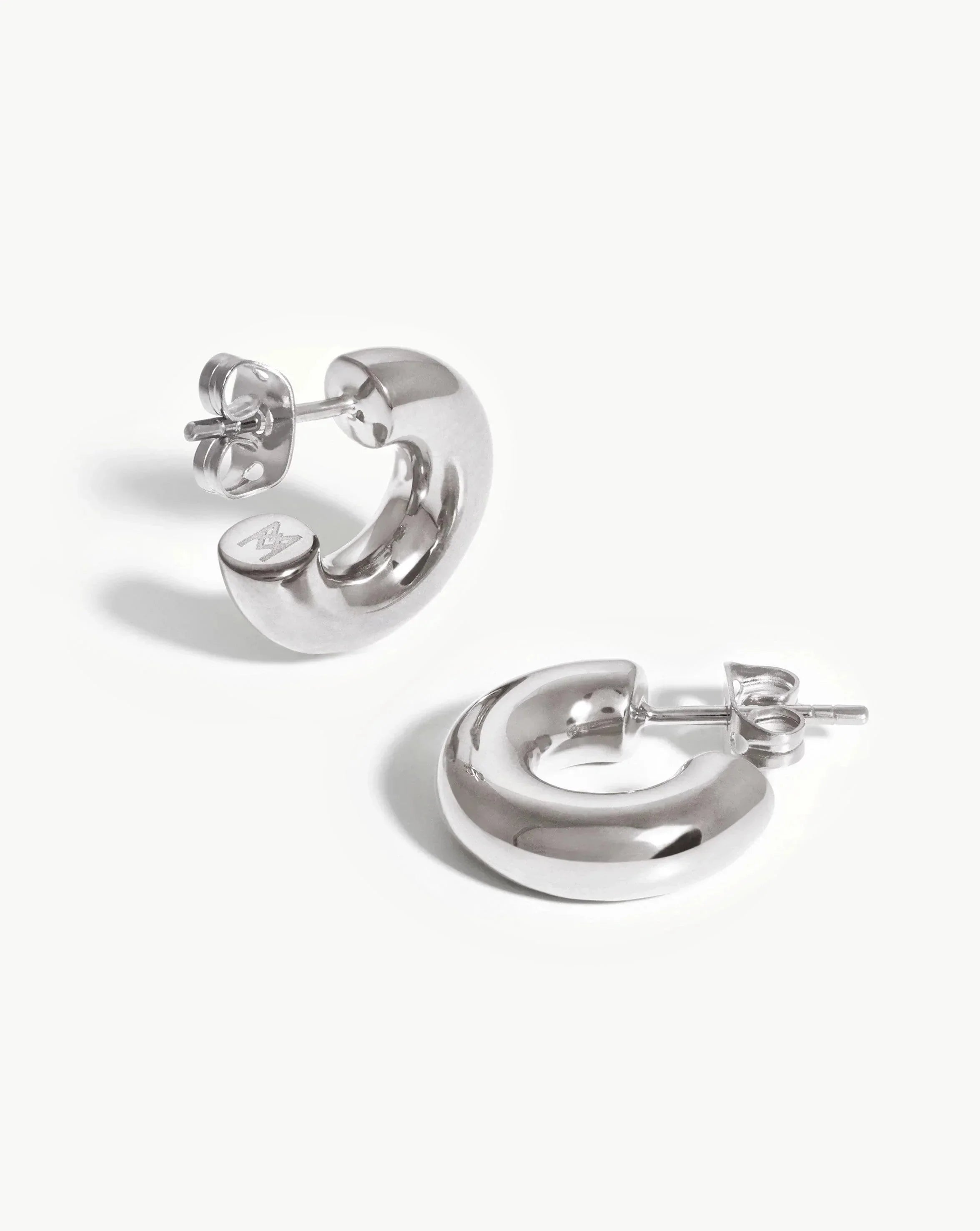 Chubby Tunnel Small Hoop Earrings | Silver Plated