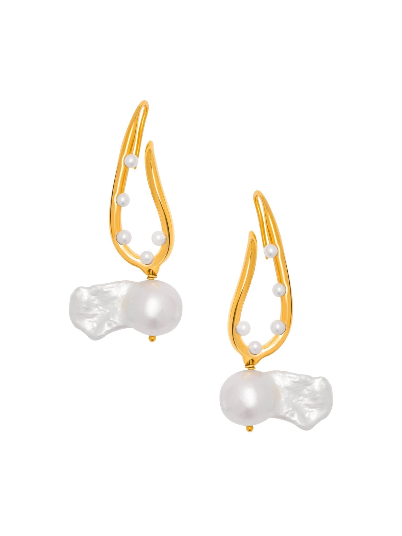 Mini Twist Link Earrings with Baroque Pearls