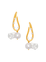 Mini Twist Link Earrings with Baroque Pearls