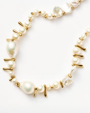 Mixed Pearl Statement Beaded Necklace | 18k Gold Plated/Pearl