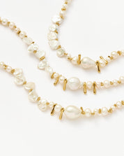 Mixed Pearl Statement Beaded Necklace | 18k Gold Plated/Pearl