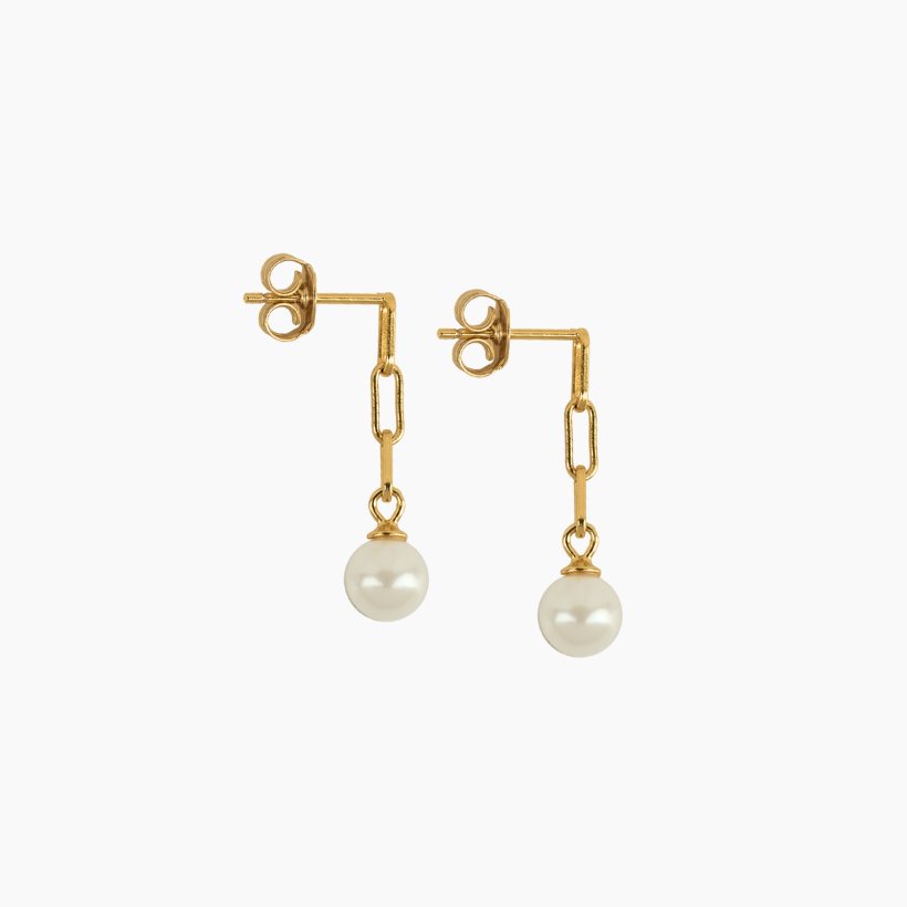 Tiny White Pearl Drop Earrings