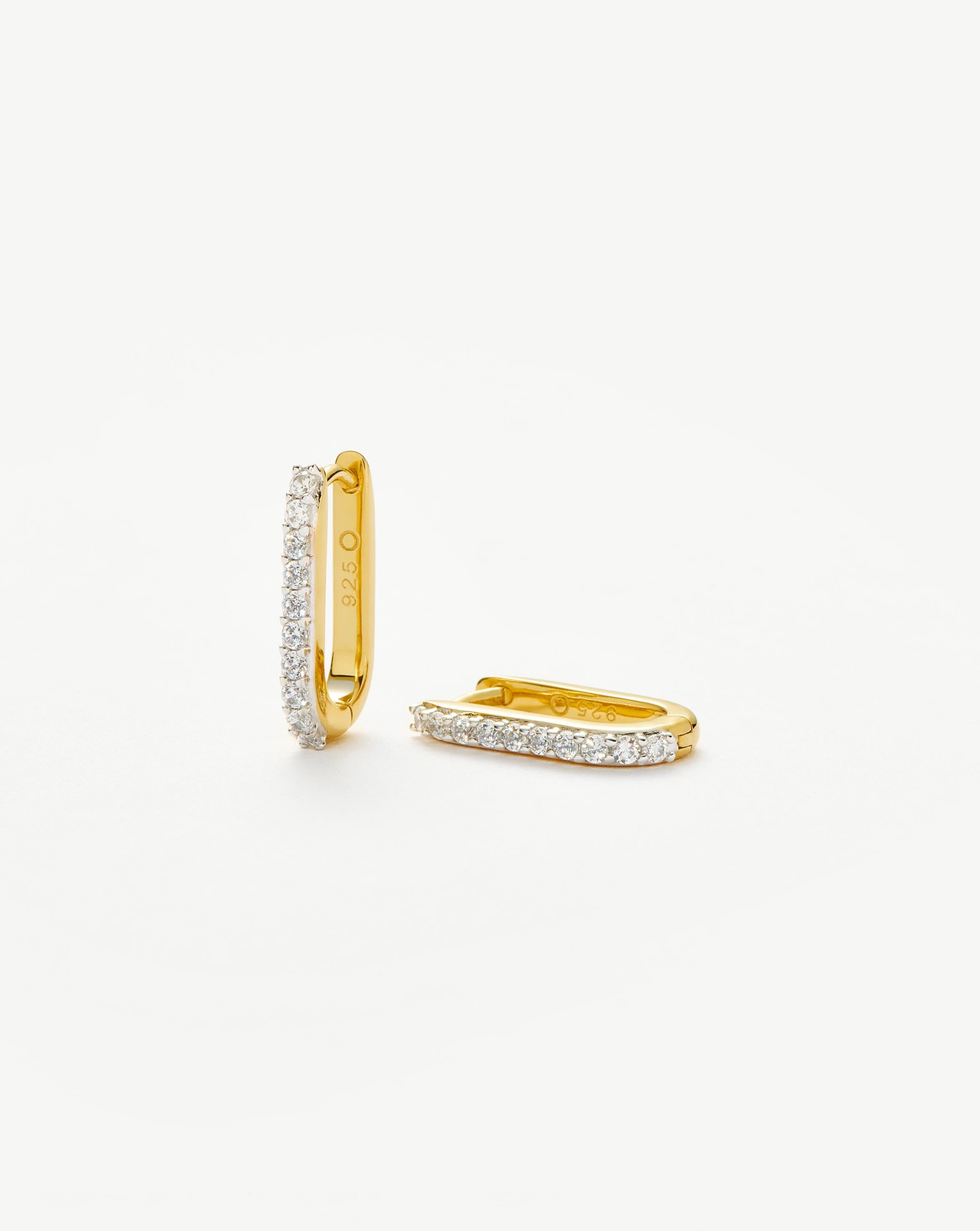 Pave Ovate Huggies | 18k Recycled Gold Vermeil on Recycled Sterling Silver