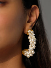 Pearl Cluster Half Hoops