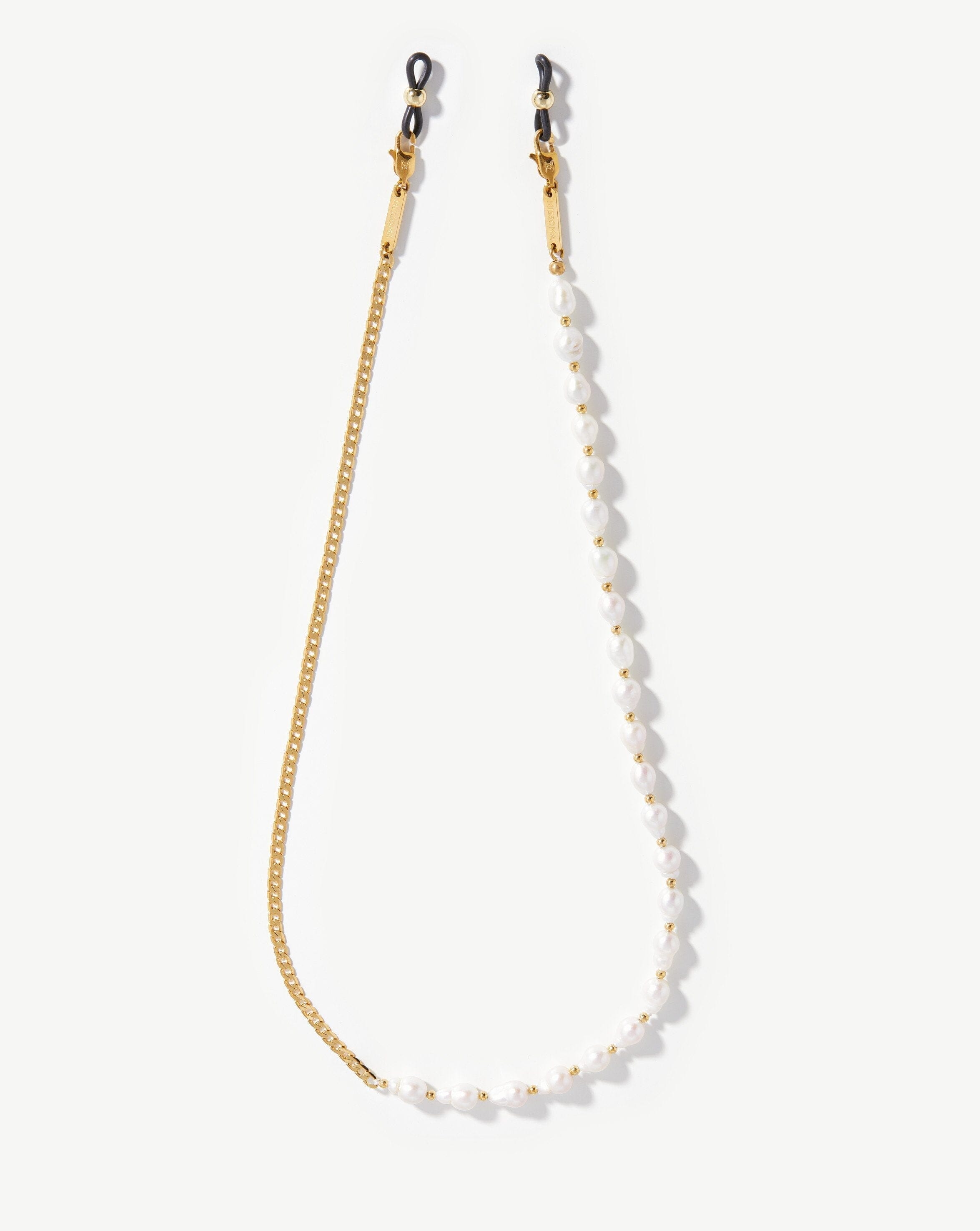 Pearl & Curb Eyewear Chain | 18k Gold Plated/Pearl