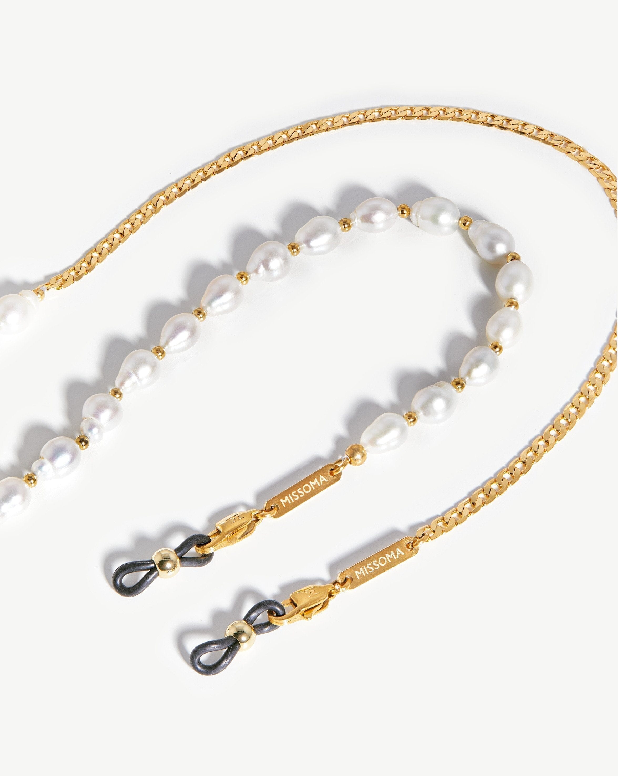 Pearl & Curb Eyewear Chain | 18k Gold Plated/Pearl