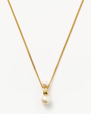 Pearl Ridge Pendant Chain Necklace | 18k Gold Plated Vermeil/Pearl